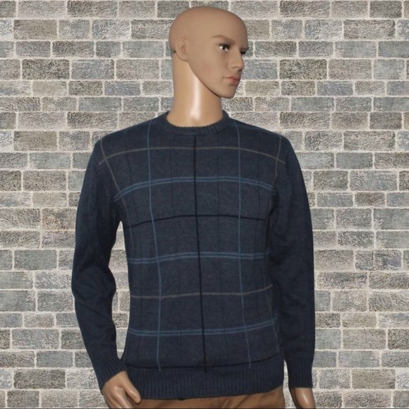 Oscar de la Renta Other - Oscar De La Renta Size Medium Men’s Sweater in checker pattern Blue / Grey